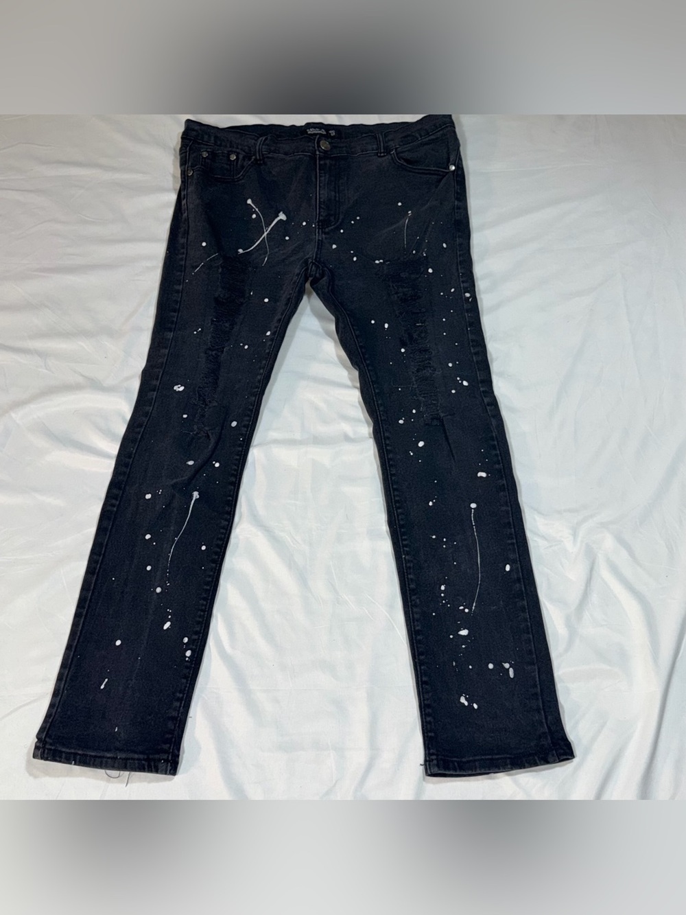 Trestles Supply Co Black Paint Splatter Slim Moto Jeans Men’s Size 40